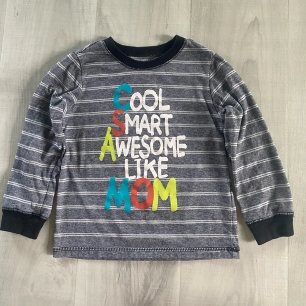 Wounderkids Striped Gray Kids Shirt with Colorful Print size 5T